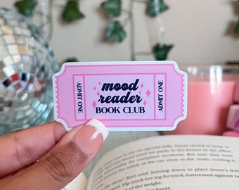 Mood Reader Book Club Sticker: Pink Ticket Design