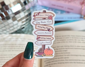 Fall Direction Glossy Sticker, Bookish Autumn Decor