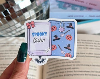 Spooky Kindle Girlie Sticker, Bookish Autumn Sticker