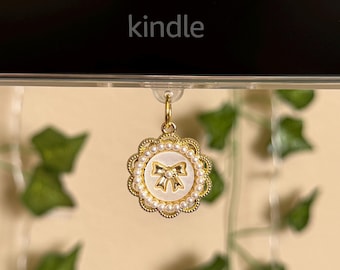 White Bow Kindle Charm: Coquette Phone Dust Plug