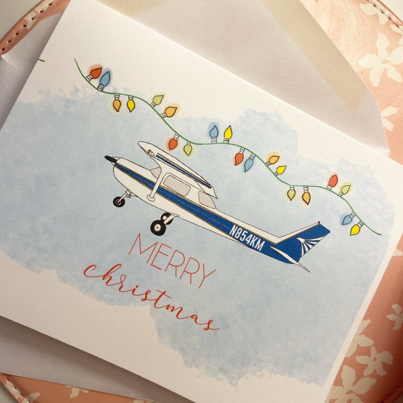 Put your airplane on a Christmas card personalized blank | Etsy