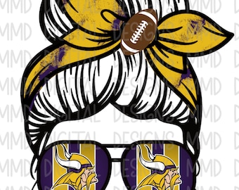 Vikings Gameday Mom Bun Sublimation Digital Design Instant Download PNG