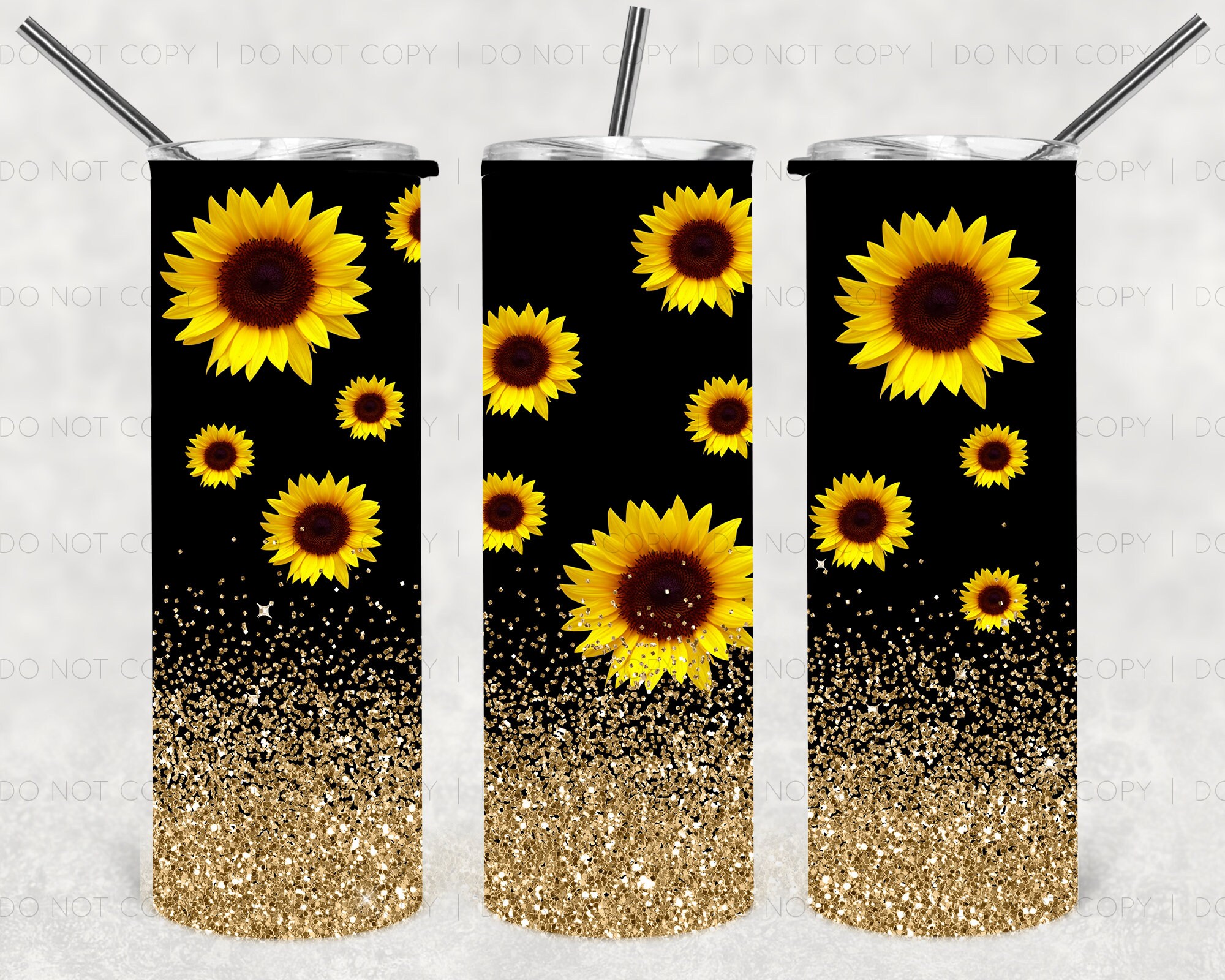 Black Sunflower Tumbler Design
