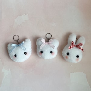 Marshmallow Plush Keychain/Phone Charm // teddy, kitten, bunny, kawaii, soft, easter, gift, handmade