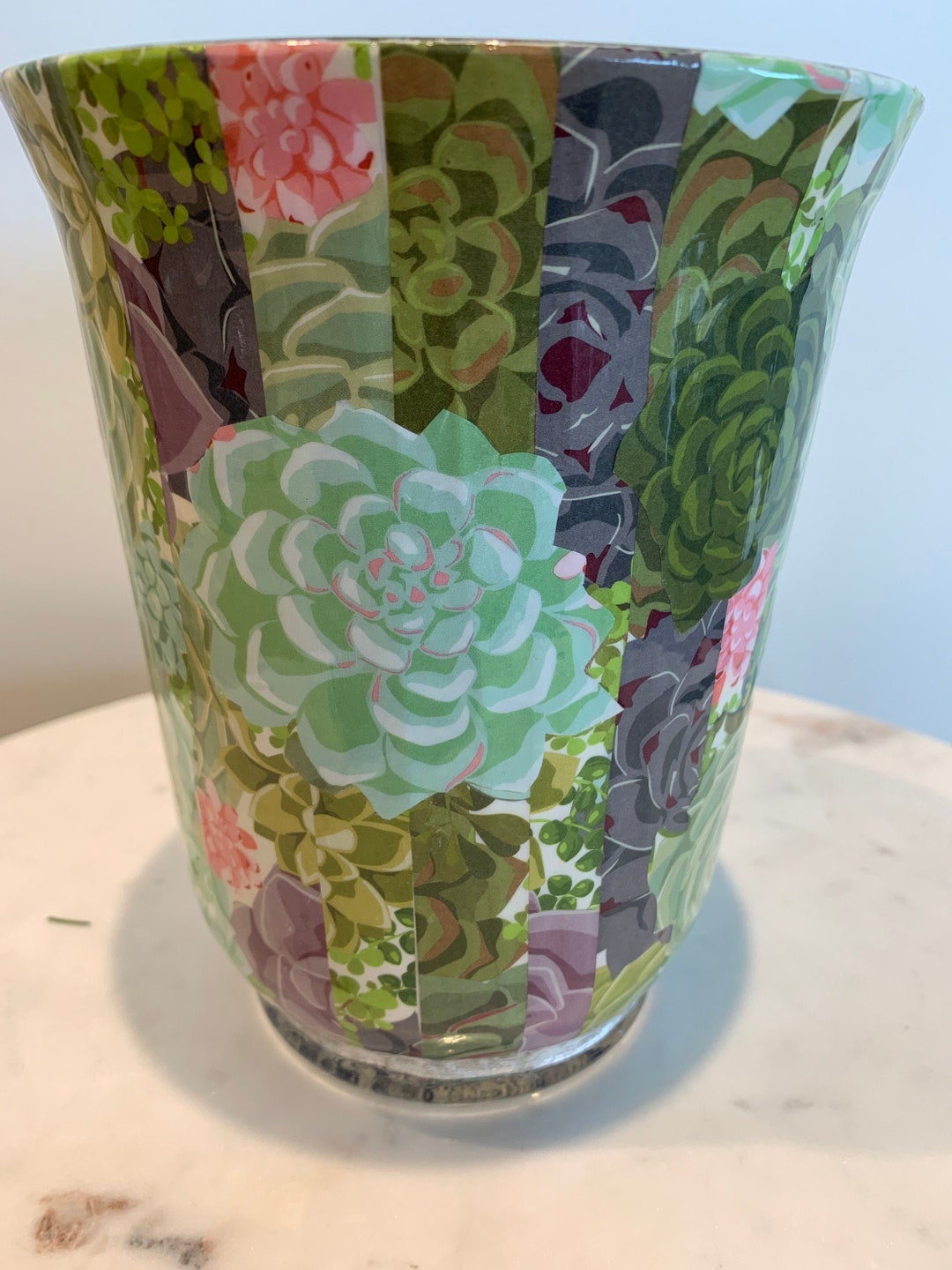 Glass Decoupage Vase Etsy