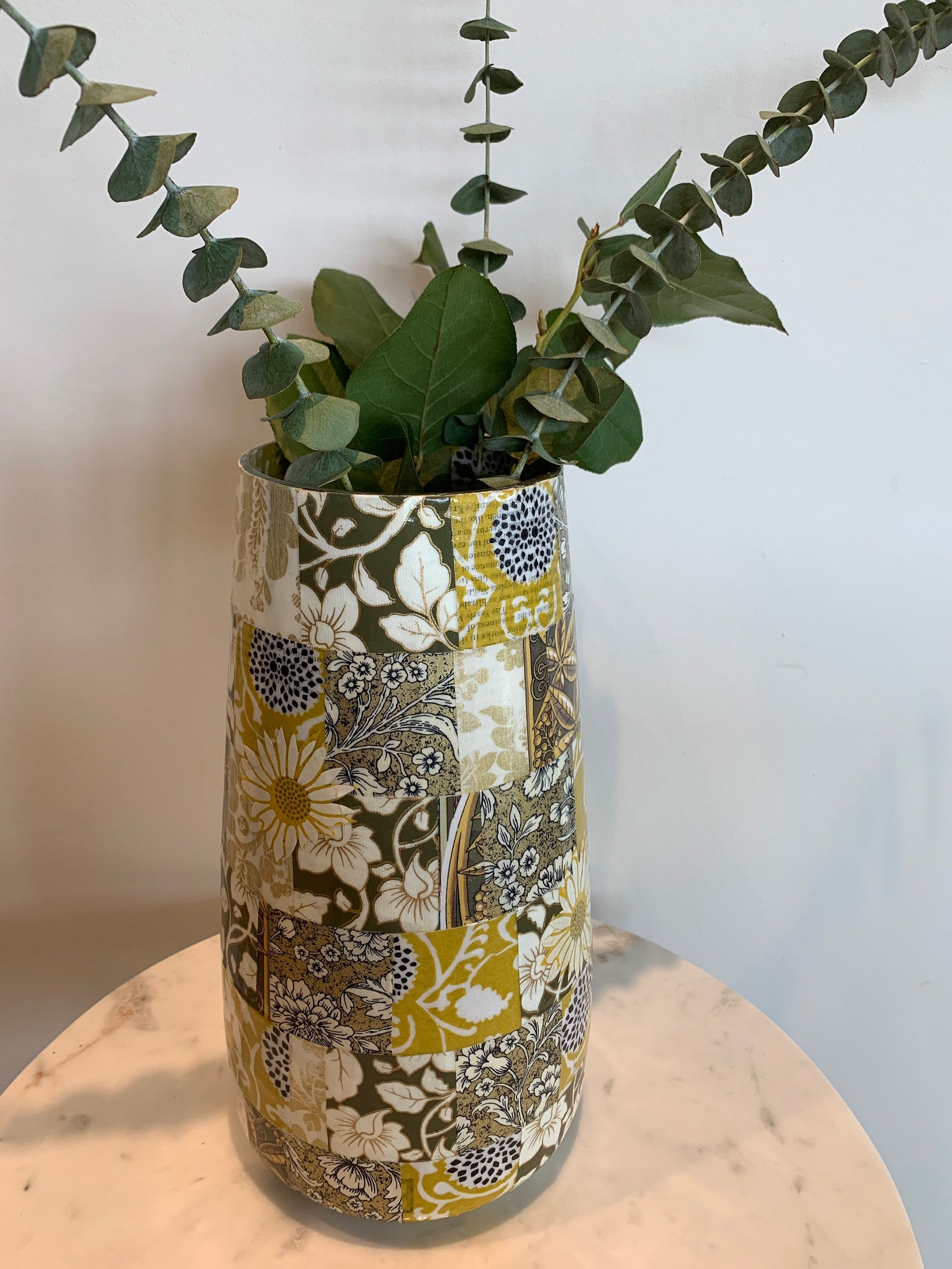 Glass Decoupage Vase Etsy