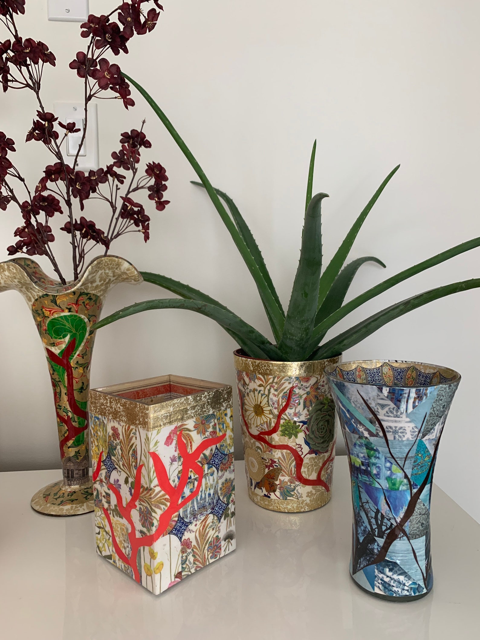 Decoupage Glass Vase Etsy