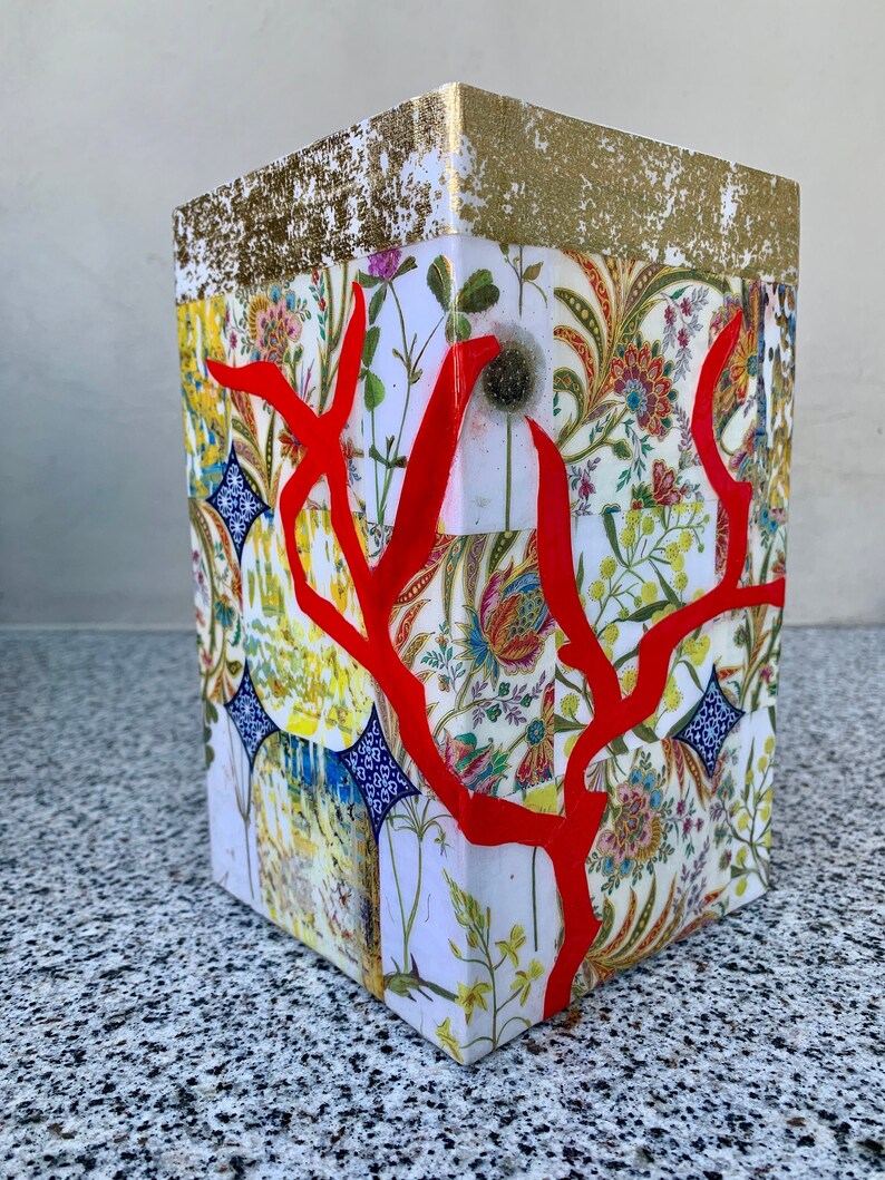 Decoupage Glass Vase Etsy