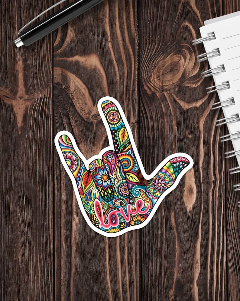 I Love You Hippie Hand Sign sticker 39 Bumper Stickers Vinyl Sticker,Best Friend Gift Labels Funny Sticker Tablet Decal