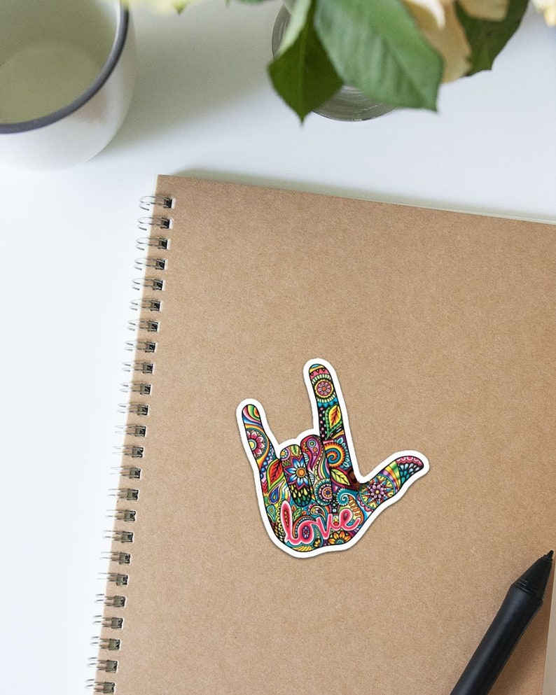 I Love You Hippie Hand Sign sticker 39 Bumper Stickers Vinyl Sticker,Best Friend Gift Labels Funny Sticker Tablet Decal
