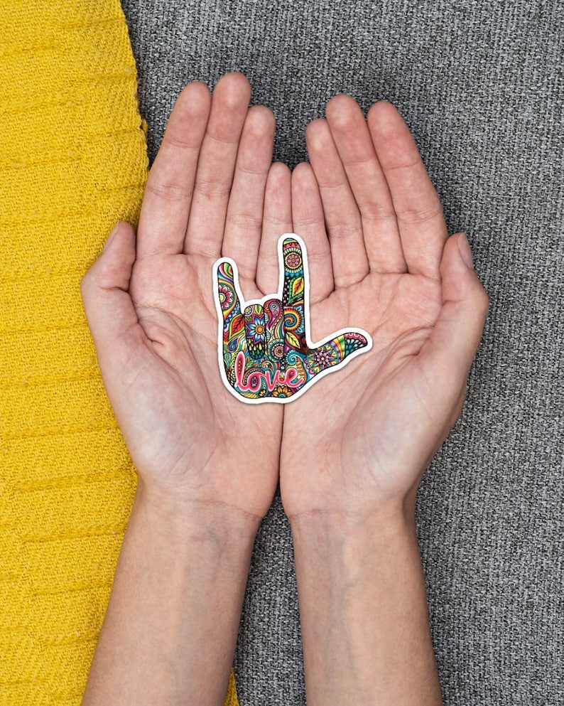 I Love You Hippie Hand Sign sticker 39 Bumper Stickers Vinyl Sticker,Best Friend Gift Labels Funny Sticker Tablet Decal