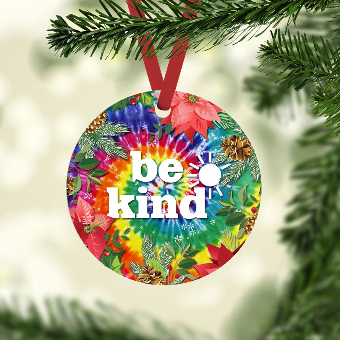 Be Kind Hippie Christmas Circle Ornament Christmas 2020 Home Etsy
