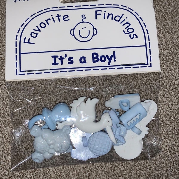 Favorite Findings It's a Boy Buttons for Sewing Scrapbooking Craft Projects - Baby Boy, Baby Shower