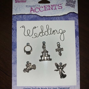 Wedding Charm Embellishments - 6 pieces - Wedding, Scrapbook