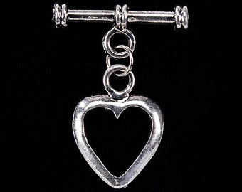 Toggle Clasp - Silver - Heart - 20 x 16mm - New in Packaging