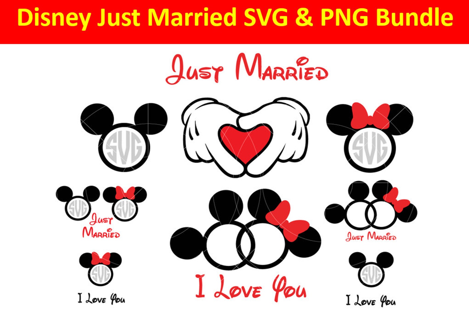 Disney Just Married SVG and PNG Cut File Bundle Etsy