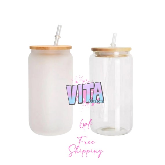 Sublimation 6pk Clear or Frosted Glass Tumblers Wholesale