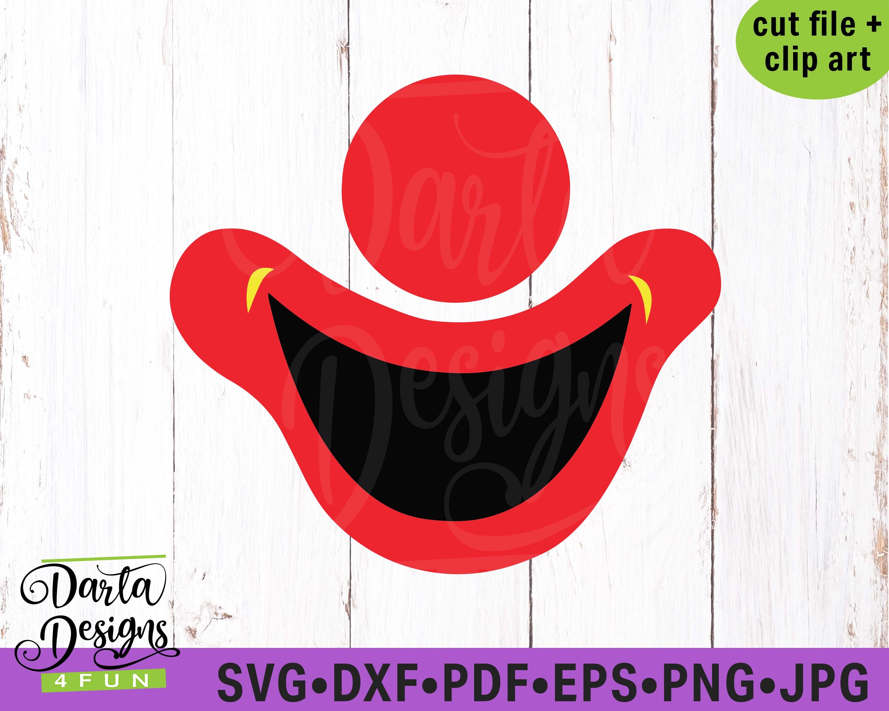 Funny Clown Mouth & Nose Design for Face Masks. SVG, DXF, PNG, Instant