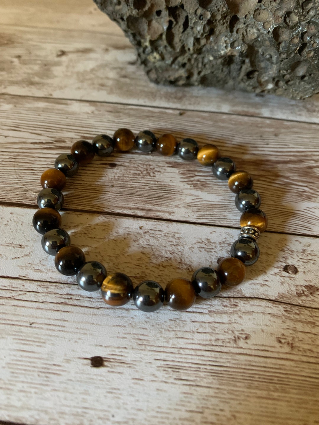 Tiger eye and obsidian bracelet Clearance
