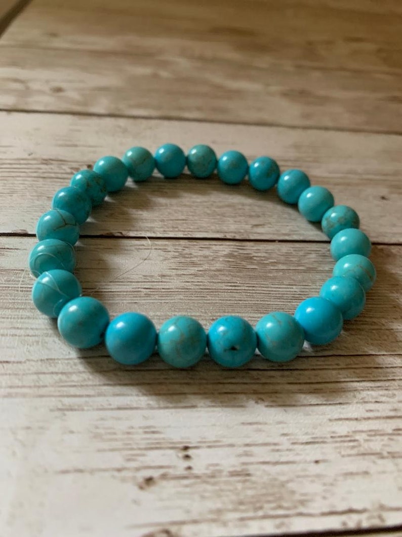 Turquois Semi Precious Hand Strung Stretch Bead Bracelet