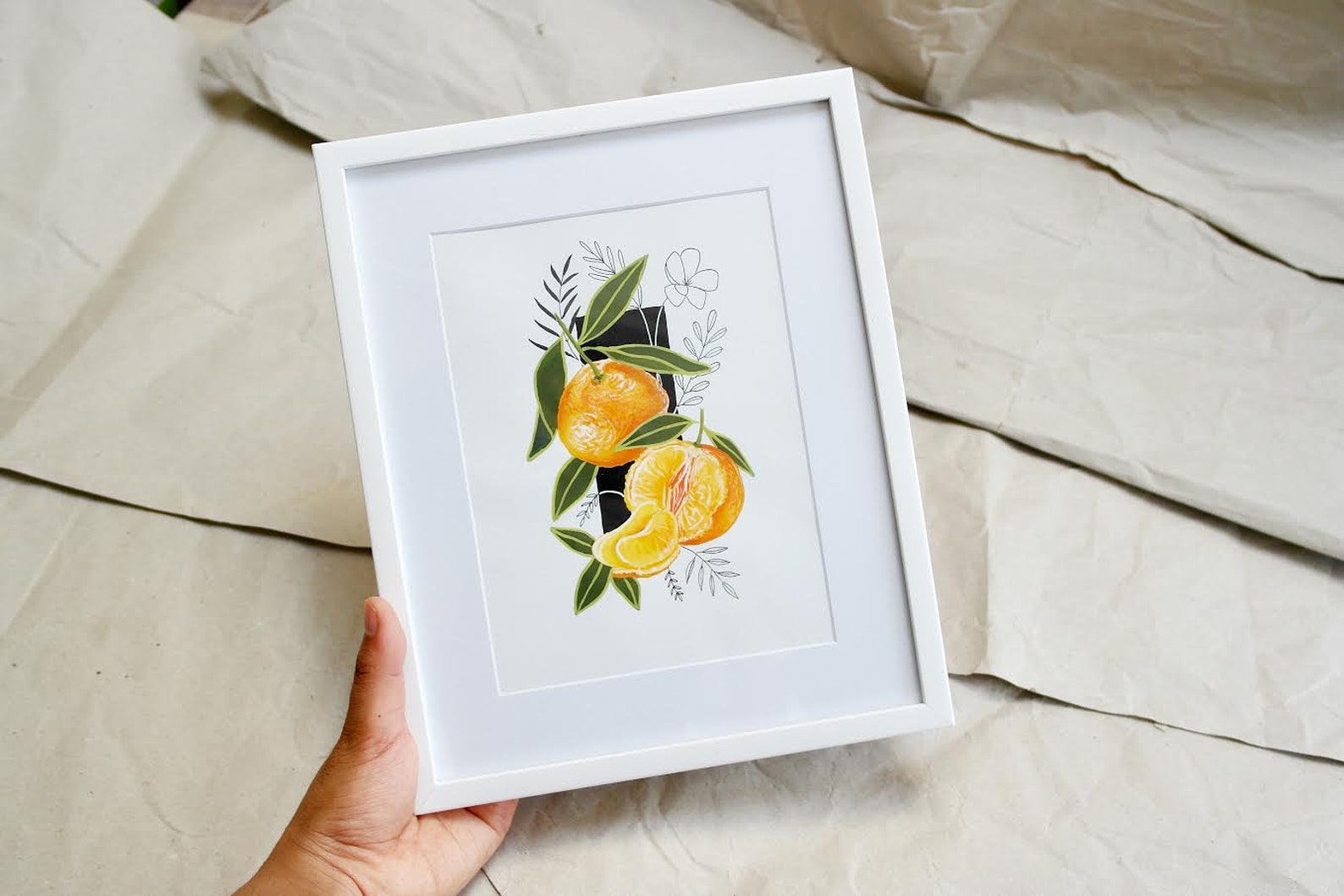 Clementine Art Print Wall Art Fruit Illustration Botanical Print