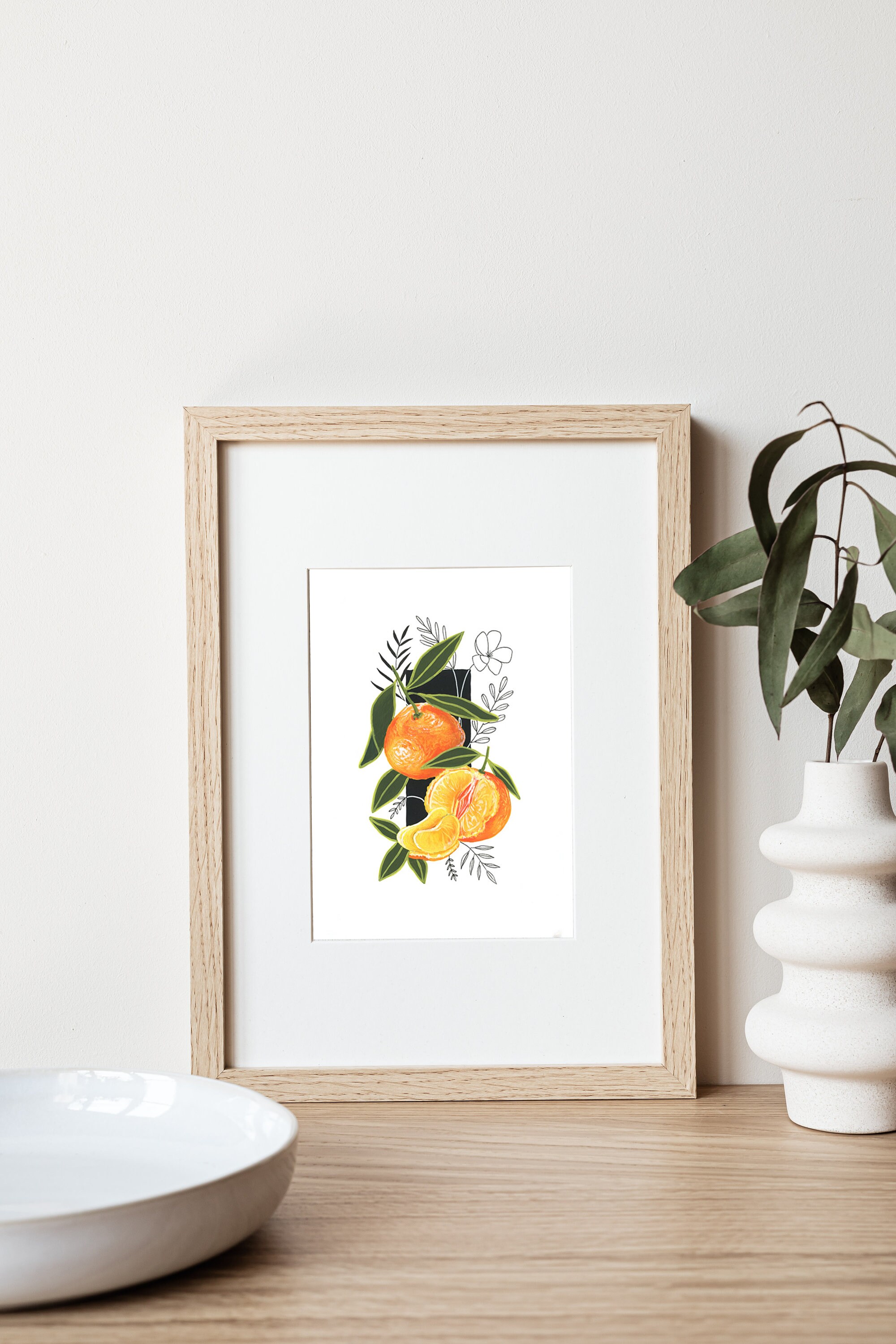 Clementine Art Print Wall Art Fruit Illustration Botanical Print