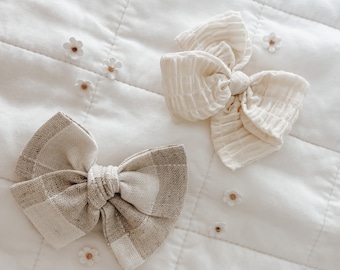 Neutral Medium Pinwheel Hair Bow, Baby Bow Headband, Newborn Baby Bows, Baby Bow Clip, Toddler Bow Clip, Toddler Hair Clips