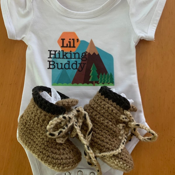 Lil' Hiking Buddy Set- onesie and crocheted hiking boots/ Lil' Running Buddy Set/Lil' All Star/ Dad's Golfing Buddy/