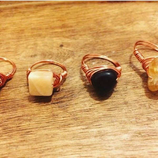 Copper Wire Crystal Rings Intentionalized