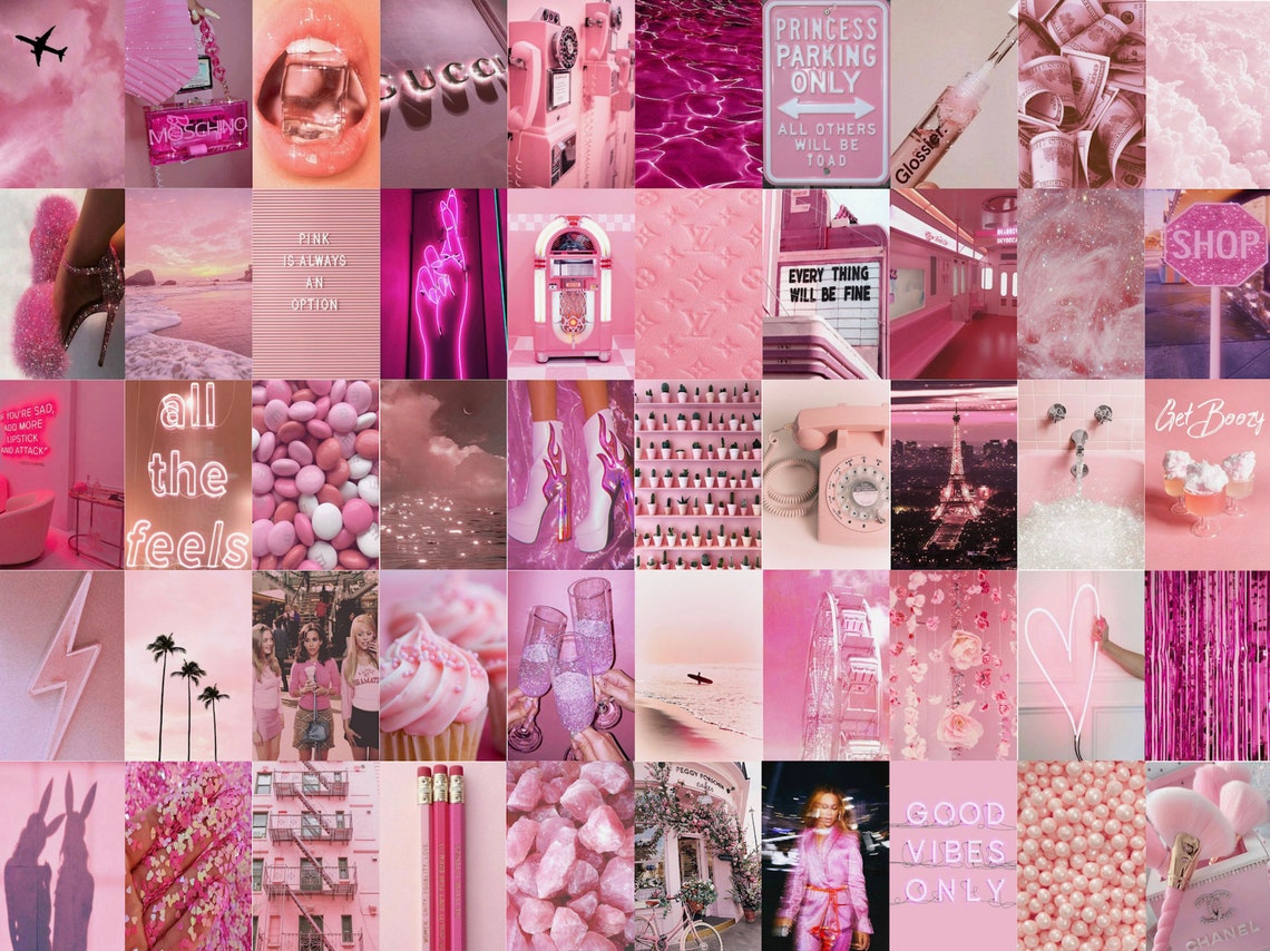 Aesthetic Pink Collage Kit - Etsy