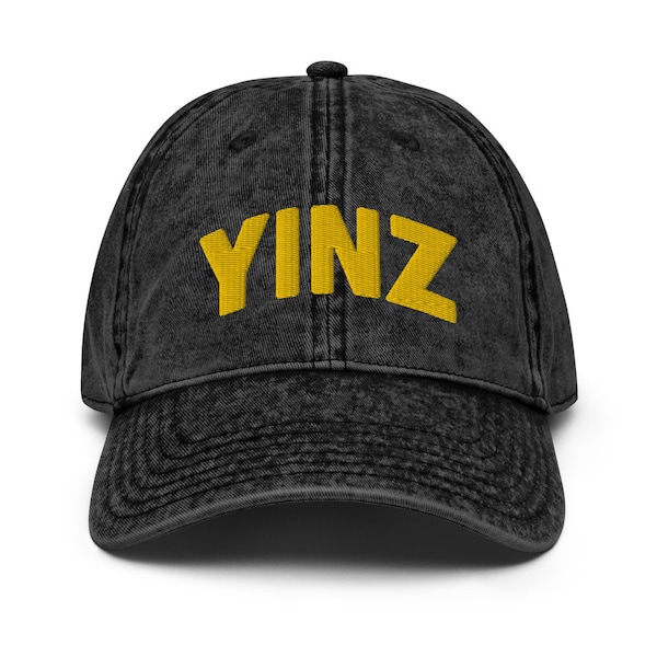 Black & Gold Yinz Faded Dad Hat