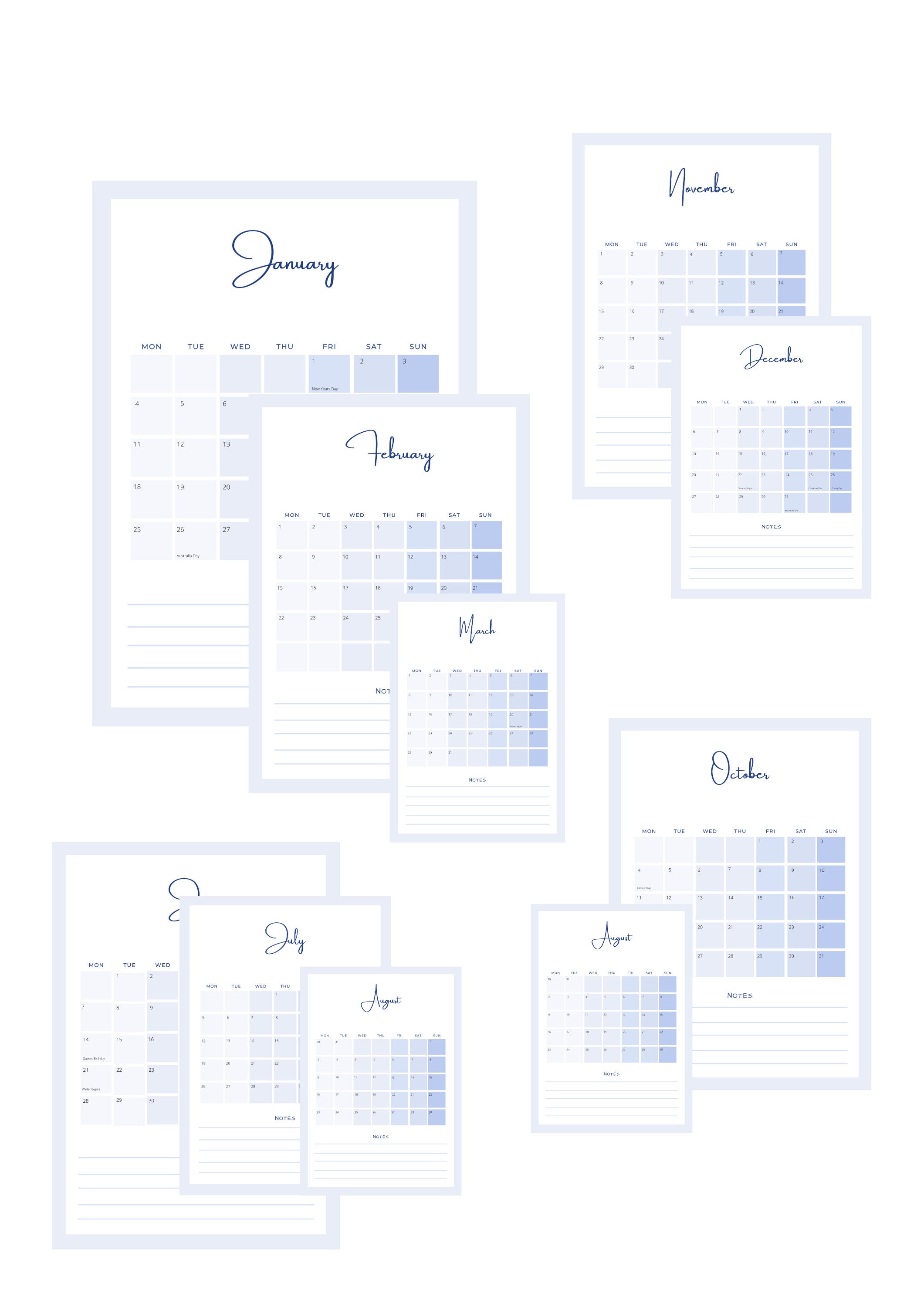 21 Calendar Printable Calendar Holidays Free Bonus Etsy