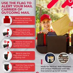 Professional Mailbox Flag For Outgoing Mail, Peel & Stick Acrylic Post