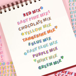 Pegatinas con letras y números en 3D - Pegatinas con letras en 3D - Pegatinas Polco - Pegatinas de carga superior - Pegatinas de bloques de colores - Pegatinas de tipografía