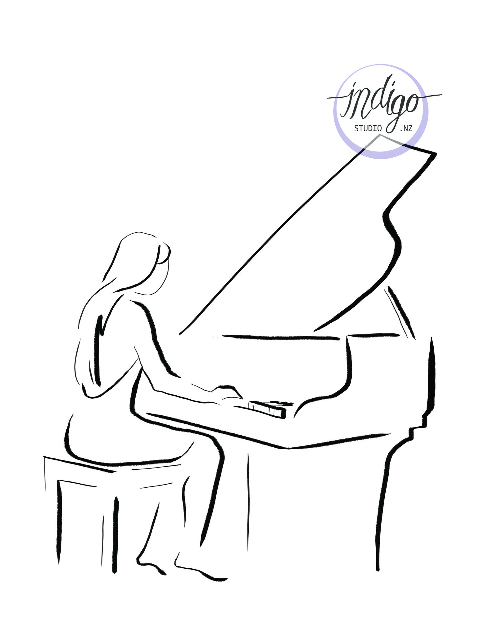 Classical Music Art Modern Line Drawing Female Line Art - Etsy