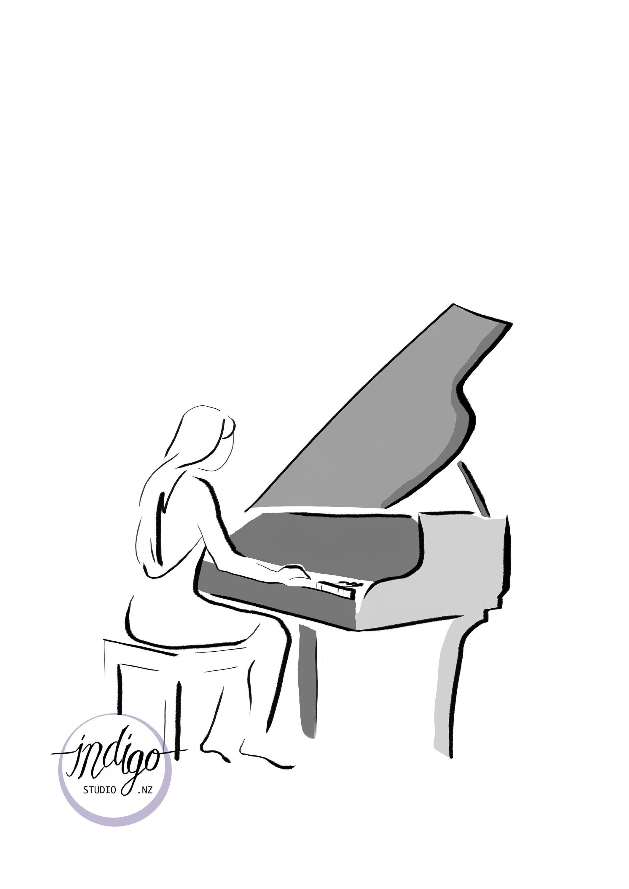 Classical Music Art Modern line drawing Female line art | Etsy