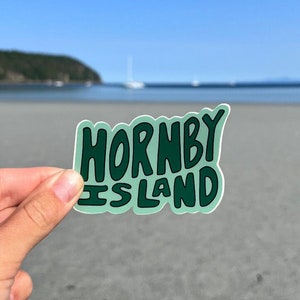 Hornby Island GREEN - Travel Sticker, Hornby Vinyl Sticker, Vancouver Island Laptop Stickers