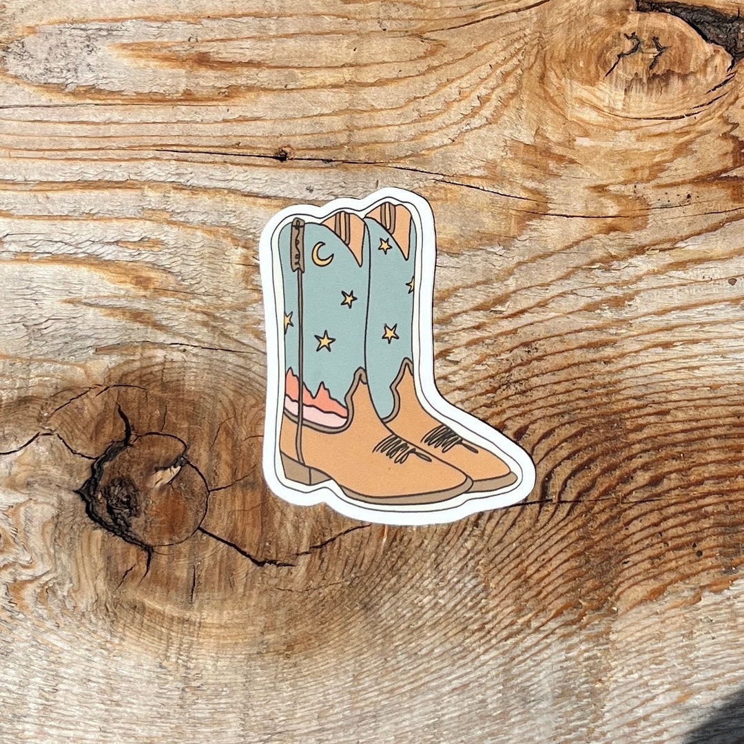 Sticker Layout For Magic Boot BLUE Cowboy Boot midnight Magic / Cowboy Travel Sticker, Western Vinyl ...