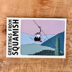 SALUTATIONS de SQUAMISH - gondole, de la mer au ciel (CARTE POSTALE)
