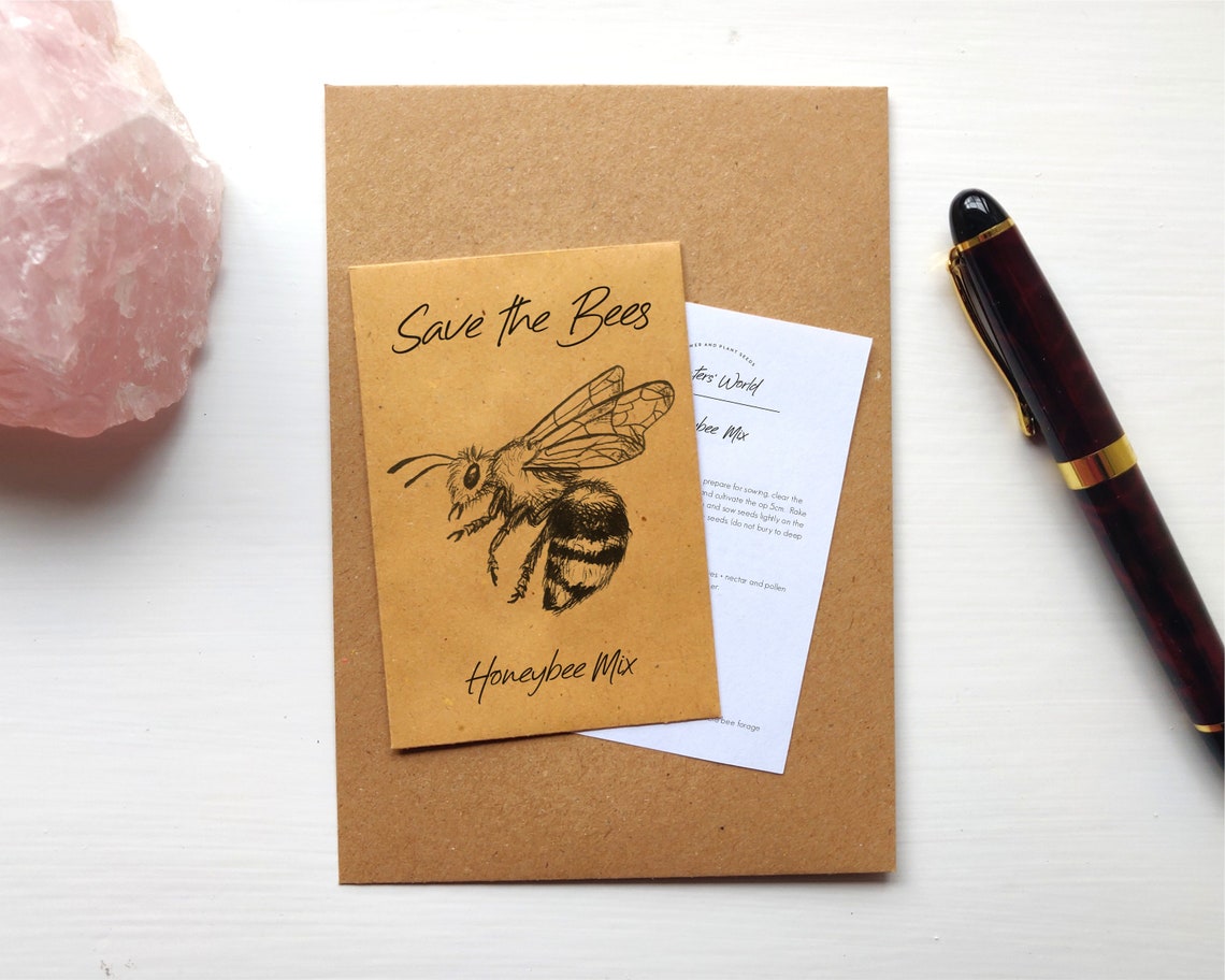 Wildflower Seeds Save the Bees Recycled Paper Seed Packet Etsy