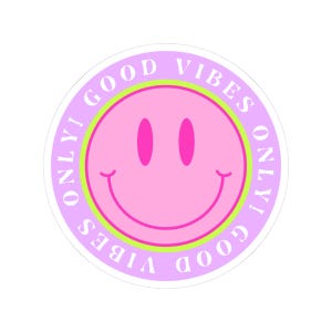 Good Vibes Only Kiss-Cut Stickers, Fun Laptop Decals, Positive Mood Stickers, Cute Gift for Friends, Cheerful Home Decor
