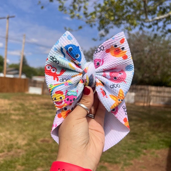 Baby Shark Inspired Bow