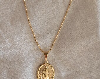 Miraculous Mary pendant necklace |ball necklace |dainty jewelry |religious necklace |gold filled jewelry