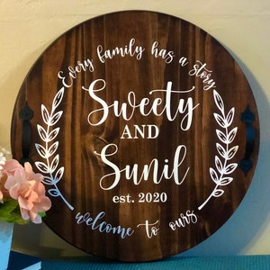 Every Family Has a Story Welcome to Ours Tray with Lazy Susan