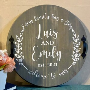 Every Family Has a Story Welcome to Ours Tray with Lazy Susan