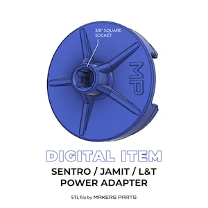 May include: A blue 3D printed power adapter for Sentor, Jamit, and L&T machines. The adapter has a 3/8 inch square socket and the text "MP" printed on the side.