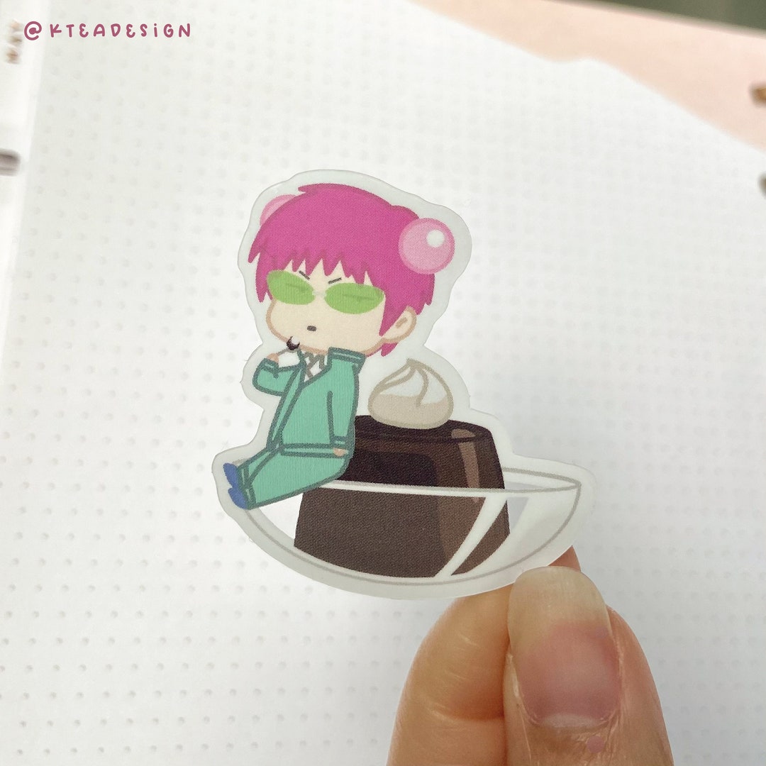 Saiki K Coffee Jelly Glass Sticker Etsy