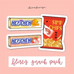 Flirty Asian Snack Pack | Simp Chips, Mango & Strawberry Hey-Chew Stickers