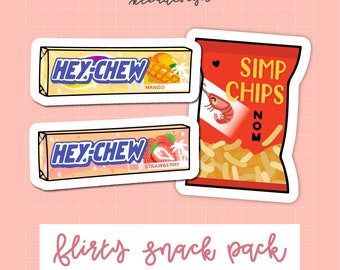 Flirty Asian Snack Pack | Simp Chips, Mango & Strawberry Hey-Chew Stickers