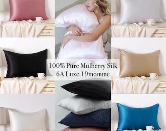 100% Silk Pillowcase OEKO TEX Standard 22momme hidden zipper closure Standard Queen Pillowcase